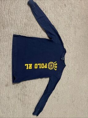 Polo by Ralph Lauren Navy Long-Sleeve Tee with Yellow Logo